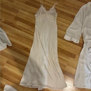 Vintage Cream Satin Lace Night Gown Slip